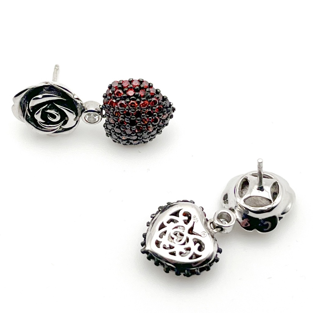 Giorgio Martello Milano 925 Silver and Ruby Pavé Earrings | Vintage 80's - Picture 6 of 9